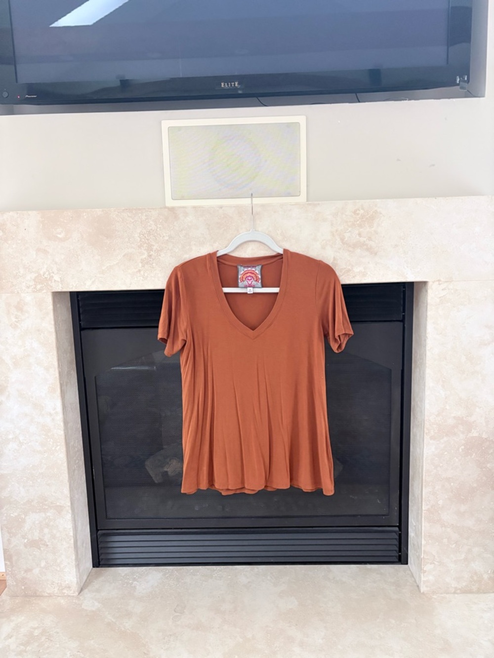 Johnny Was Rust V-Neck Short Sleeve Tee